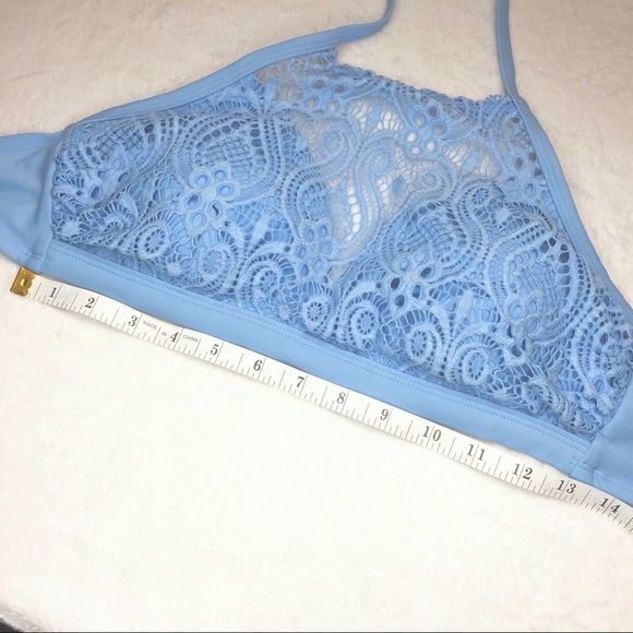 Xhilaration Crochet Lace High Neck Bikini Top Periwinkle Blue women’s D/DD - Picture 4 of 10